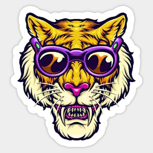 Cool Tiger with Summer Vibes Sticker